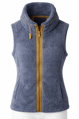 i5 Apparel Blue Sherpa Fleece Vest Faux Suede Trim Pockets Cozy Zip Up Layer L